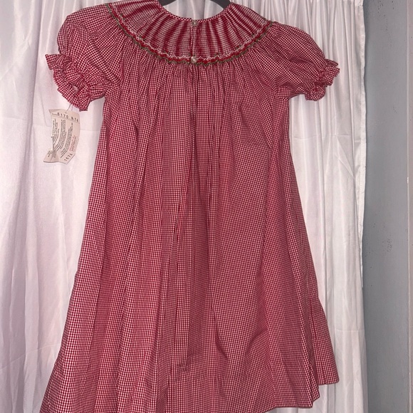 Rosalina snowman Red Gingham Smocked Dress size 4T - Picture 2 of 5